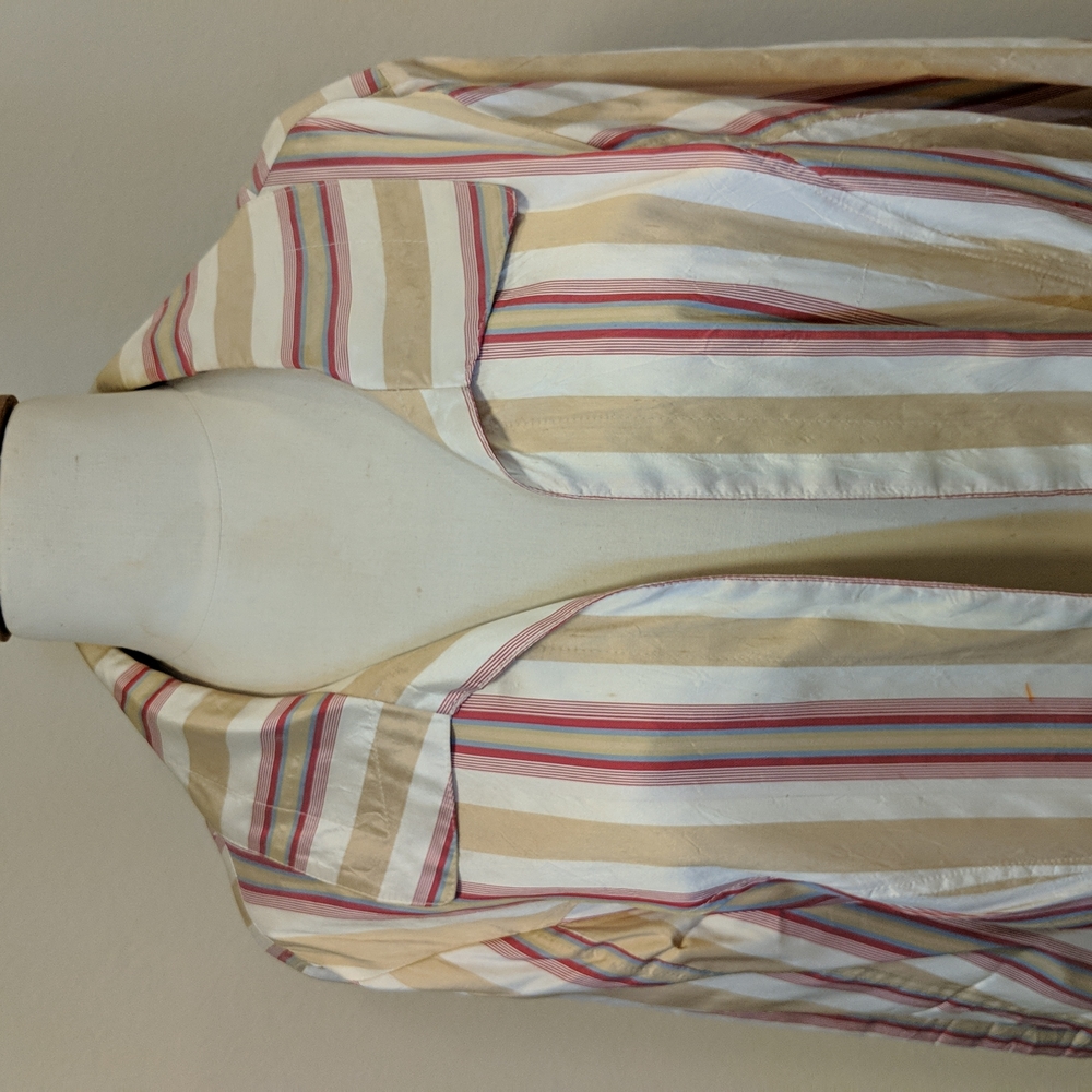 Lightweight silk striped open coat